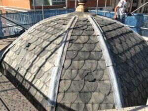 Rehabilitación de una cúpula de pizarra en un colegio de Madrid, fotografía 1 de la intervención documentada