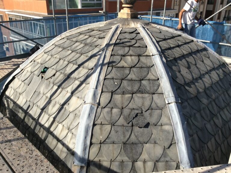 Rehabilitación de una cúpula de pizarra en un colegio de Madrid, fotografía 1 de la intervención documentada